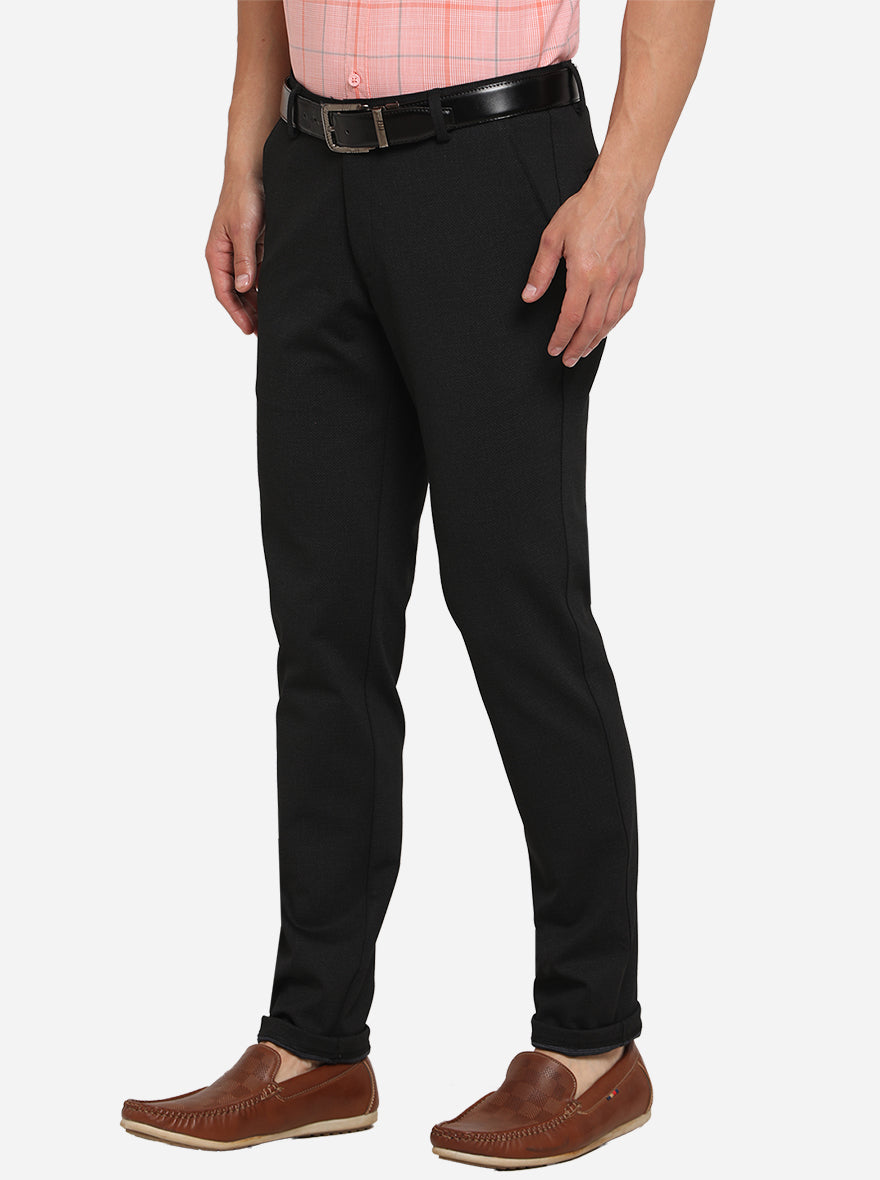 Black Solid Venice Fit Casual Trouser | JadeBlue Sport