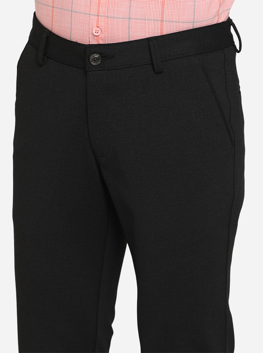 Black Solid Venice Fit Casual Trouser | JadeBlue Sport