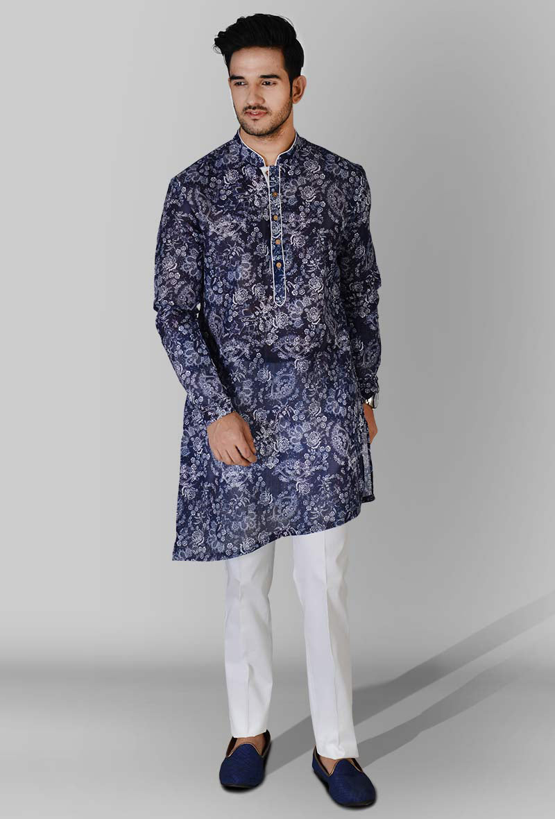 Blue & White Kurta | Azania