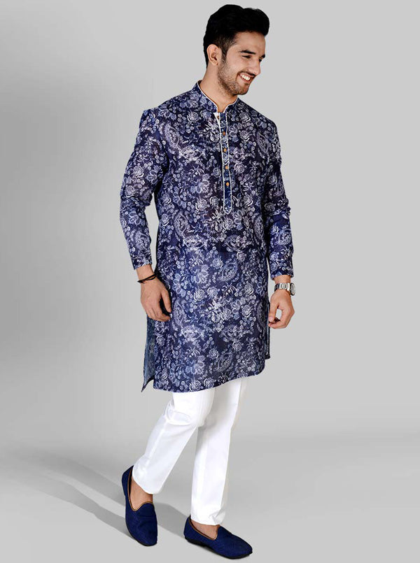 Blue & White Kurta | Azania