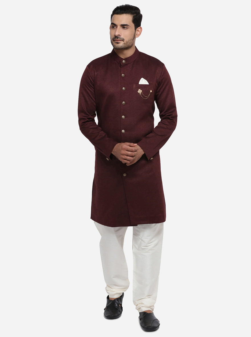 Maroon Semi Indowestern | Azania