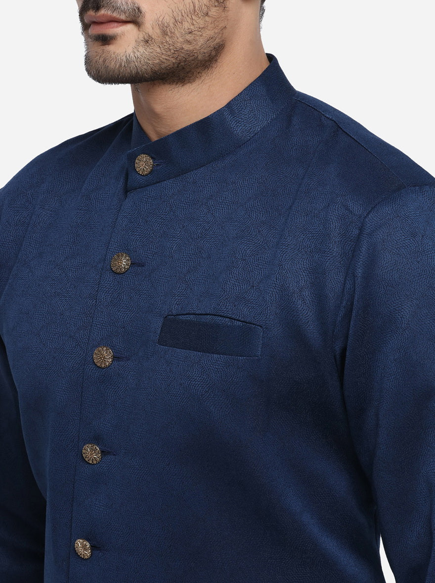 Dark Blue Semi Indowestern | Azania