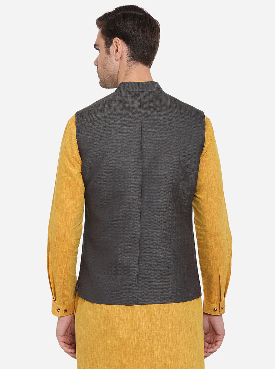 Dark Grey Bandhgala Jacket | Greenfibre