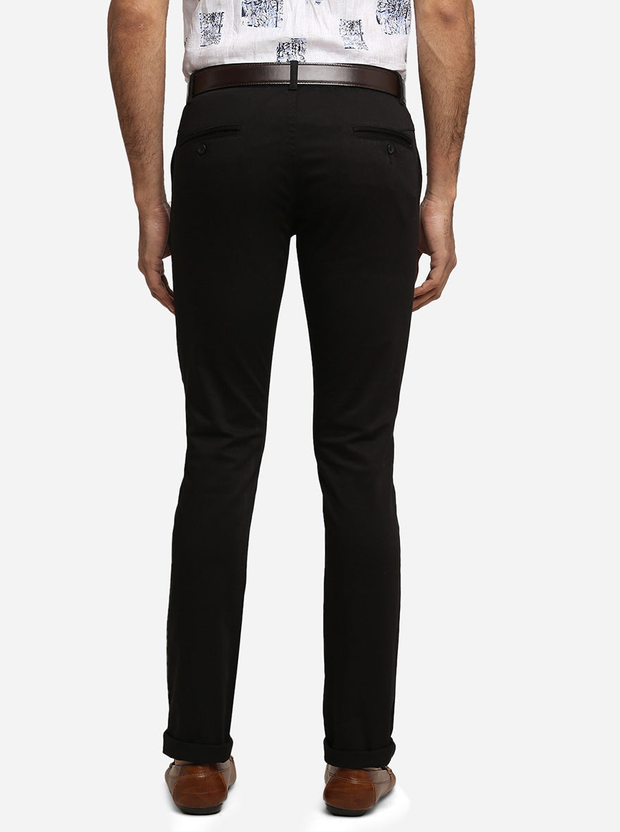 Black Solid Super Slim Fit Casual Trouser | Greenfibre