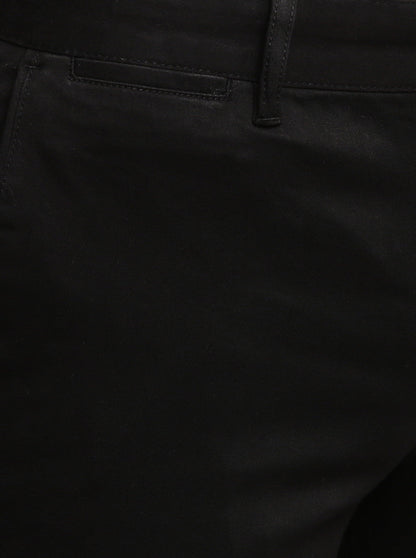 Black Solid Super Slim Fit Casual Trouser | Greenfibre