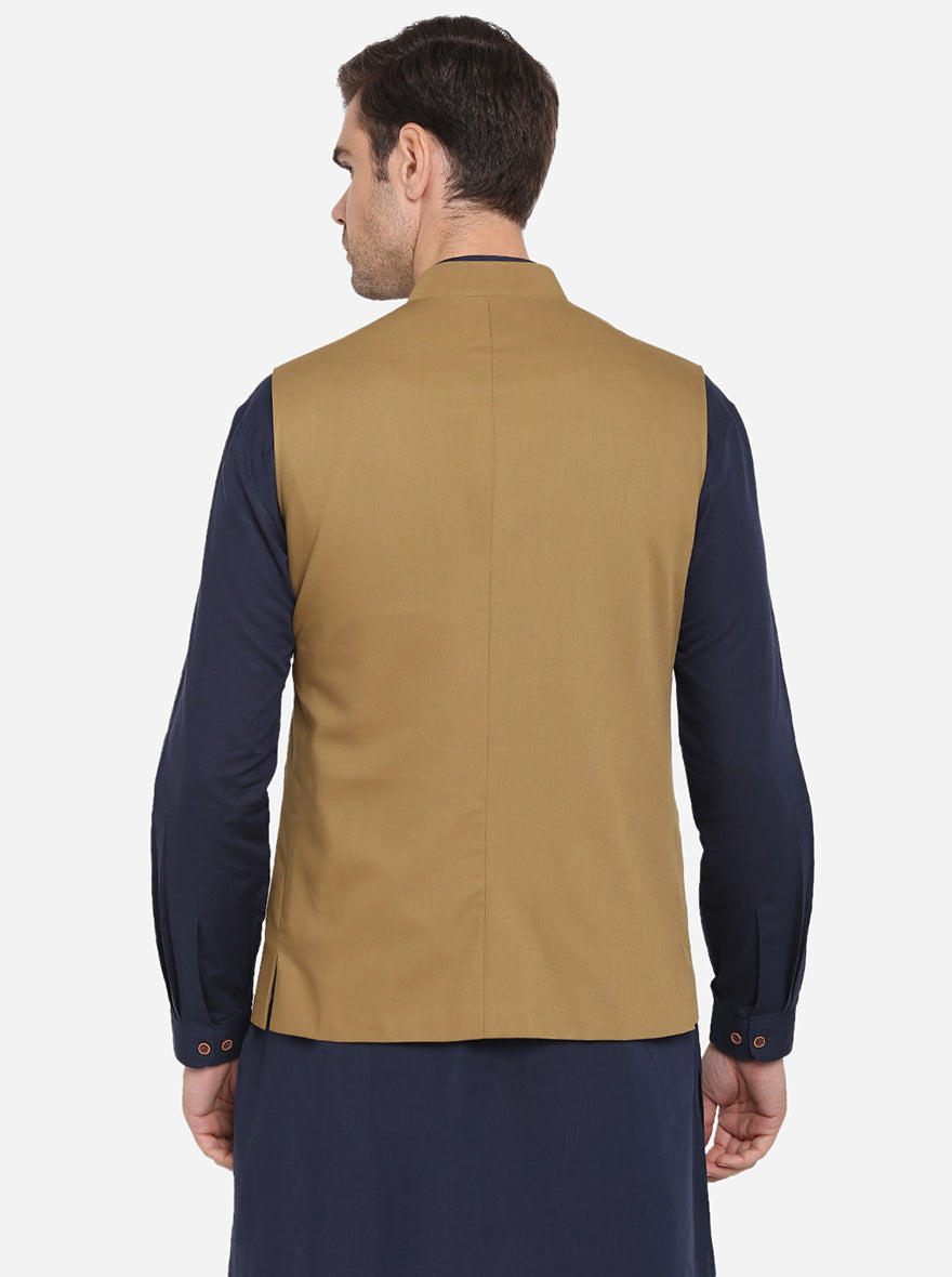 Khaki Solid Modi Jacket | JadeBlue