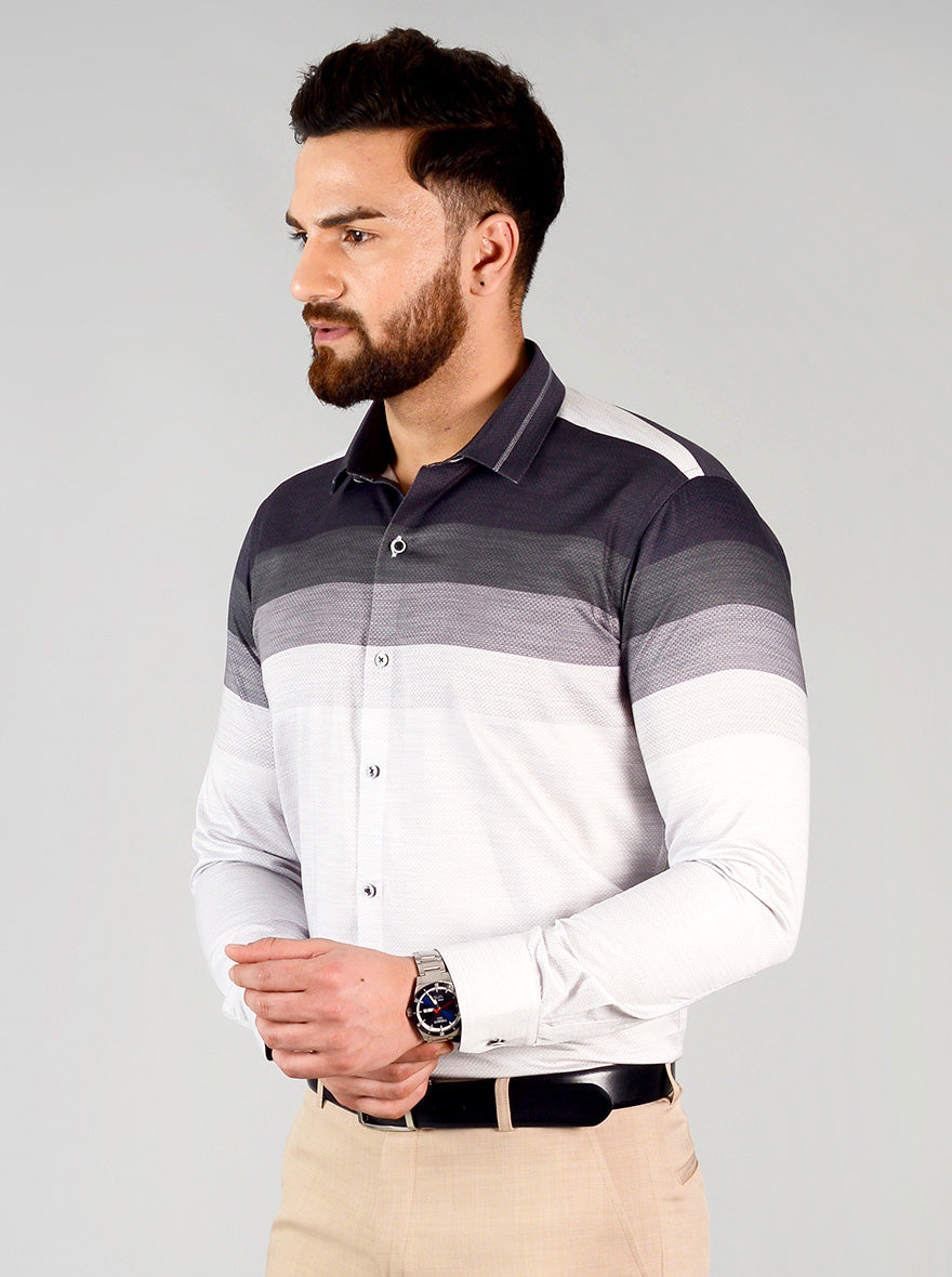 Purple Striped Slim Fit Party Wear Shirt | JB Studio