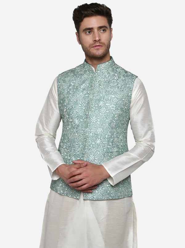 Pastel Green Bandhgala Jacket | Azania