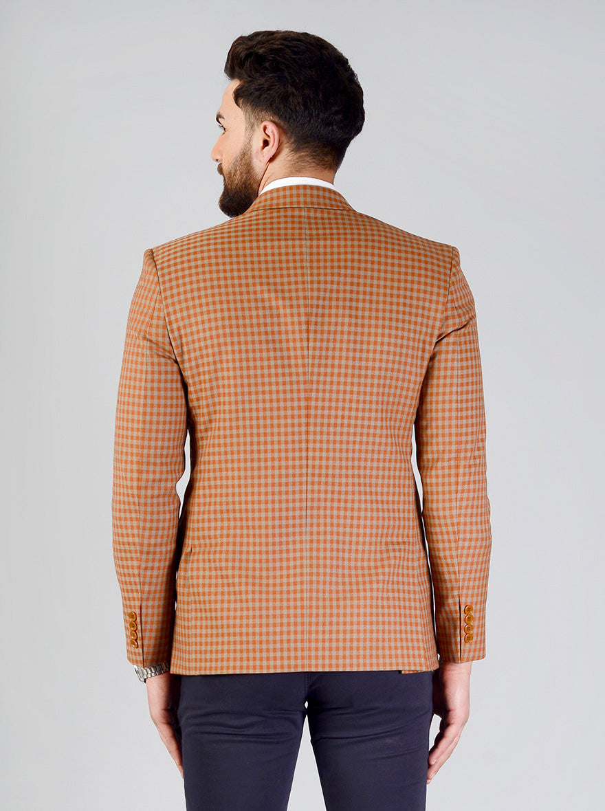 Orange & Grey Checkered Blazer | JB Studio