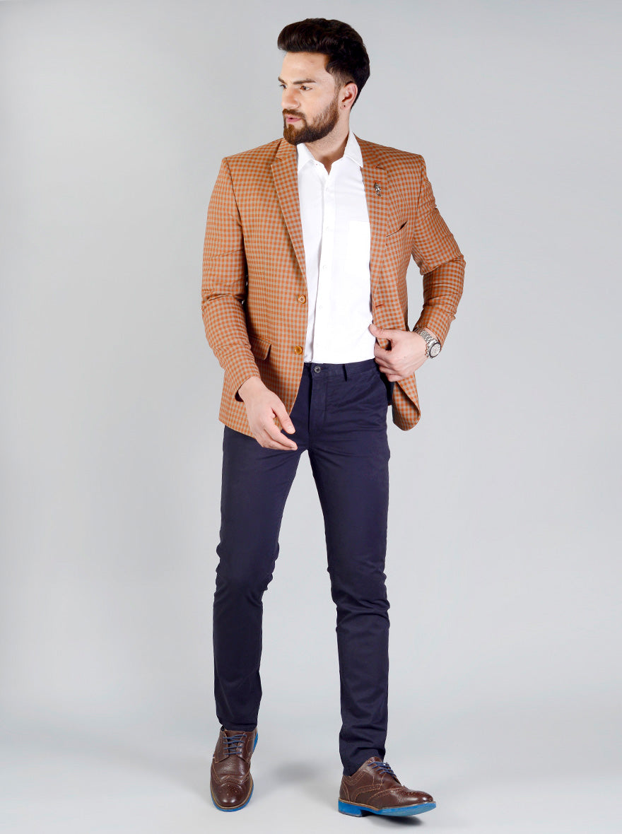 Orange & Grey Checkered Blazer | JB Studio