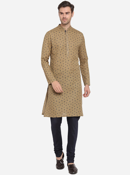 Khaki & Blue Kurta Set | Azania