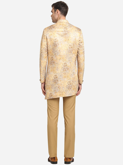 Mustard Yellow & Beige Indowestern | Azania