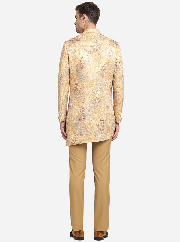 Mustard Yellow & Beige Indowestern | Azania