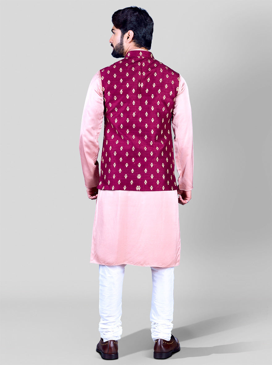 Maroon & Golden Bandhgala Jacket | Azania