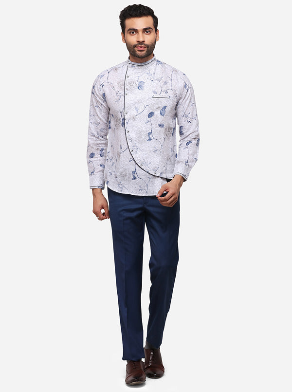 White Printed Slim Fit Party Wear Shirt | JB Studio