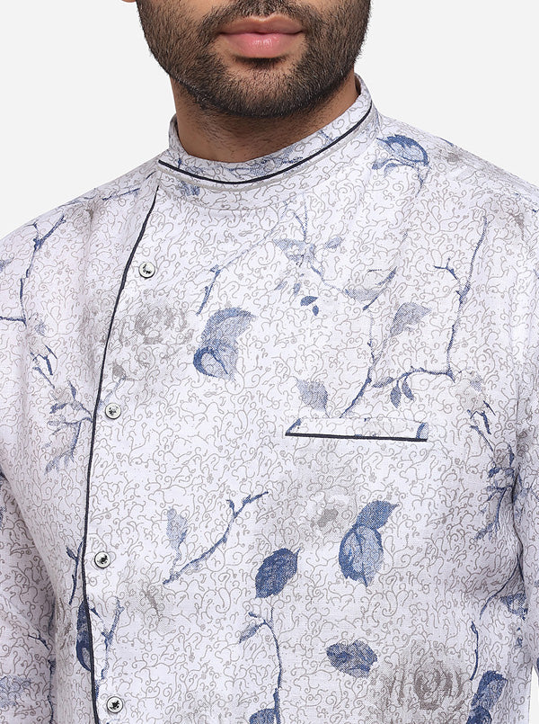 White Printed Slim Fit Party Wear Shirt | JB Studio