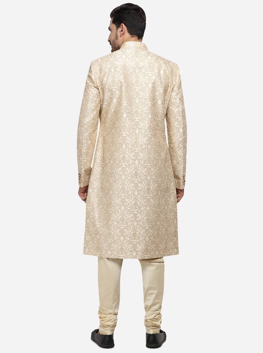 Beige & Golden Sherwani | Azania