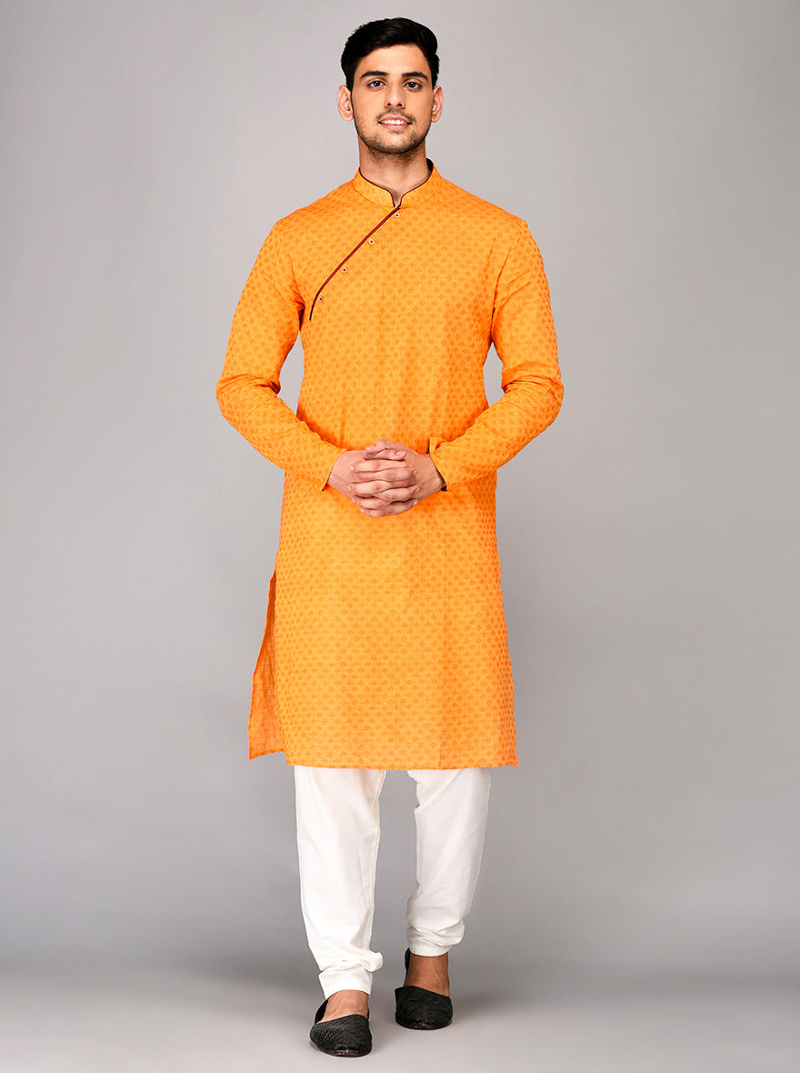 Apricot Orange Printed Kurta | Azania