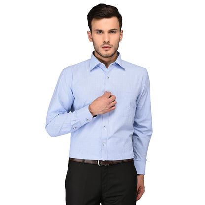 Greenfibre Sky Blue Striped Regular Fit Formal Shirt