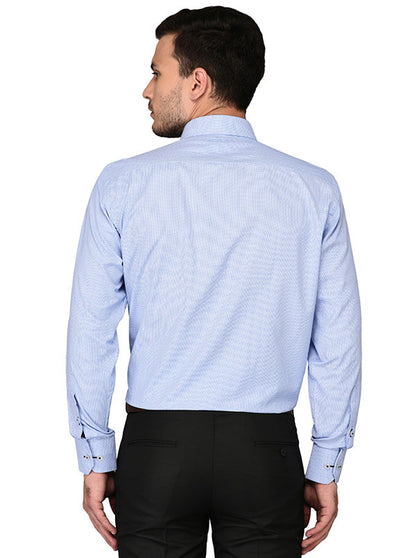Greenfibre Sky Blue Striped Regular Fit Formal Shirt