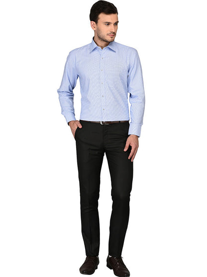 Greenfibre Sky Blue Striped Regular Fit Formal Shirt