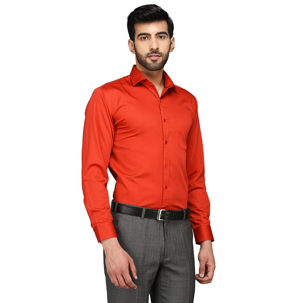 Greenfibre Red Slim Fit Formal Shirt