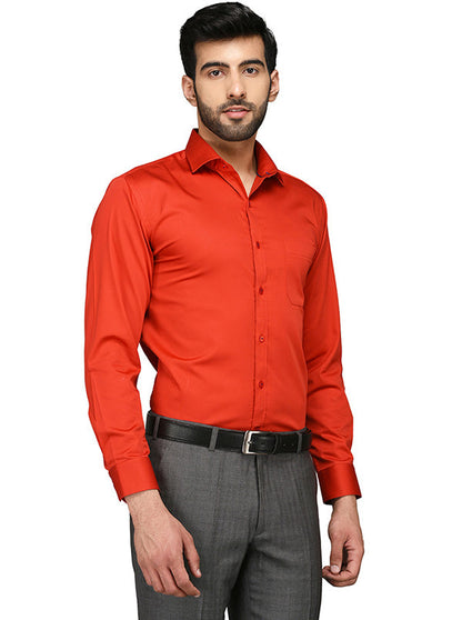 Greenfibre Red Slim Fit Formal Shirt