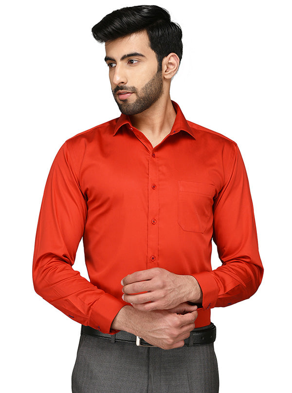 Greenfibre Red Slim Fit Formal Shirt