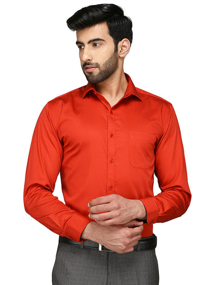 Greenfibre Red Slim Fit Formal Shirt