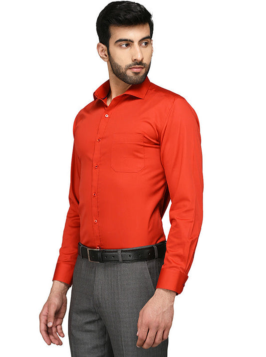 Greenfibre Red Slim Fit Formal Shirt