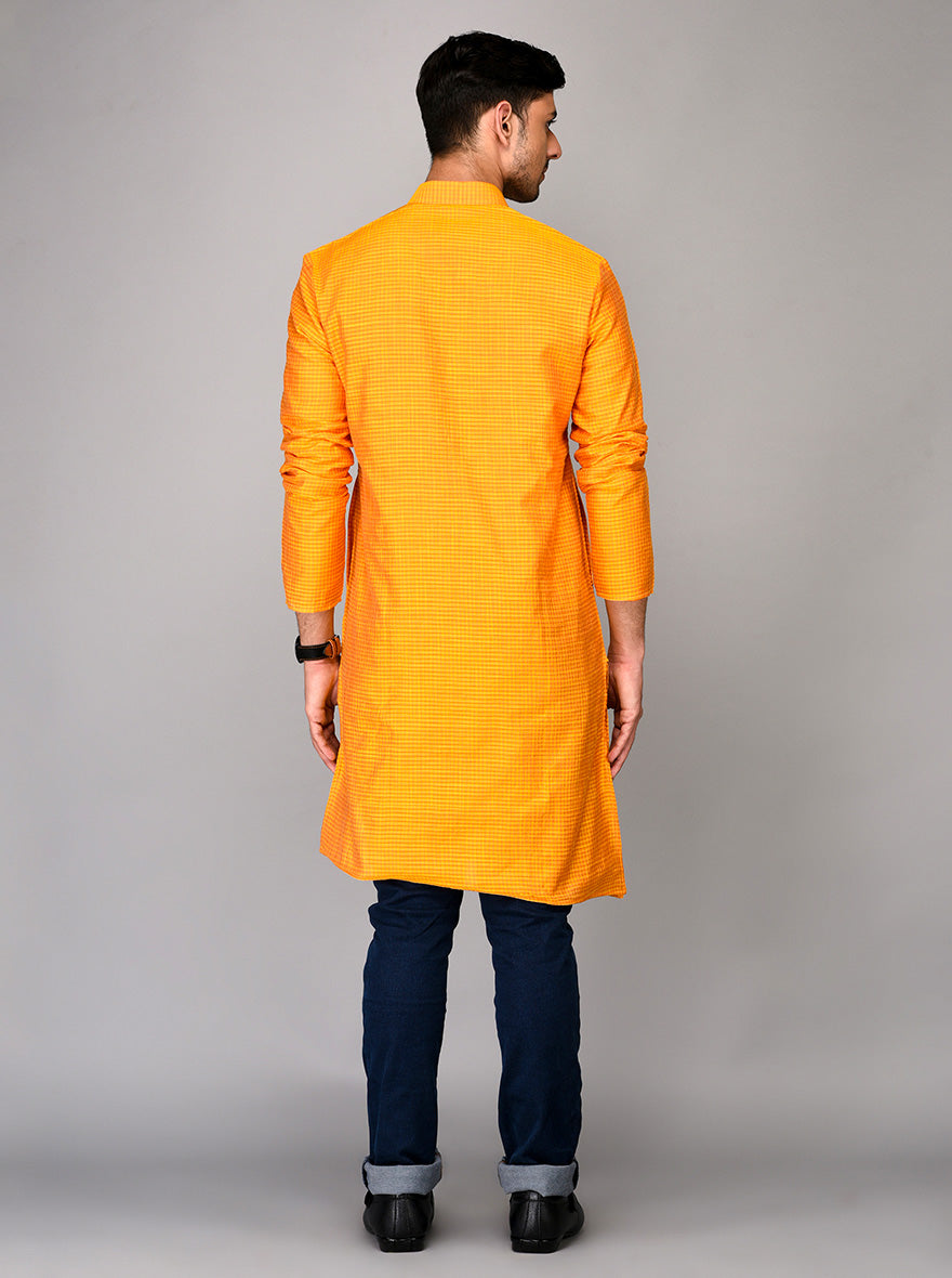 Yellow Chequered Kurta | Azania