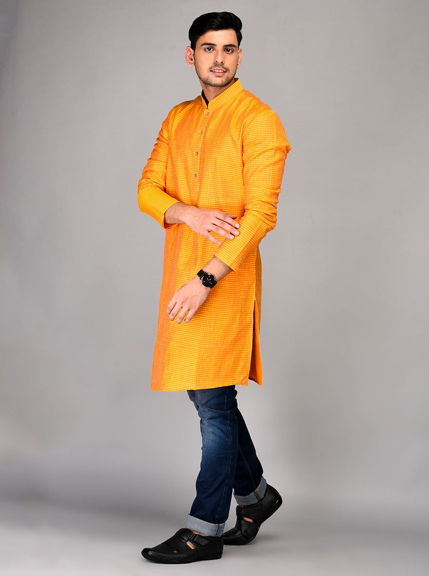 Yellow Chequered Kurta | Azania