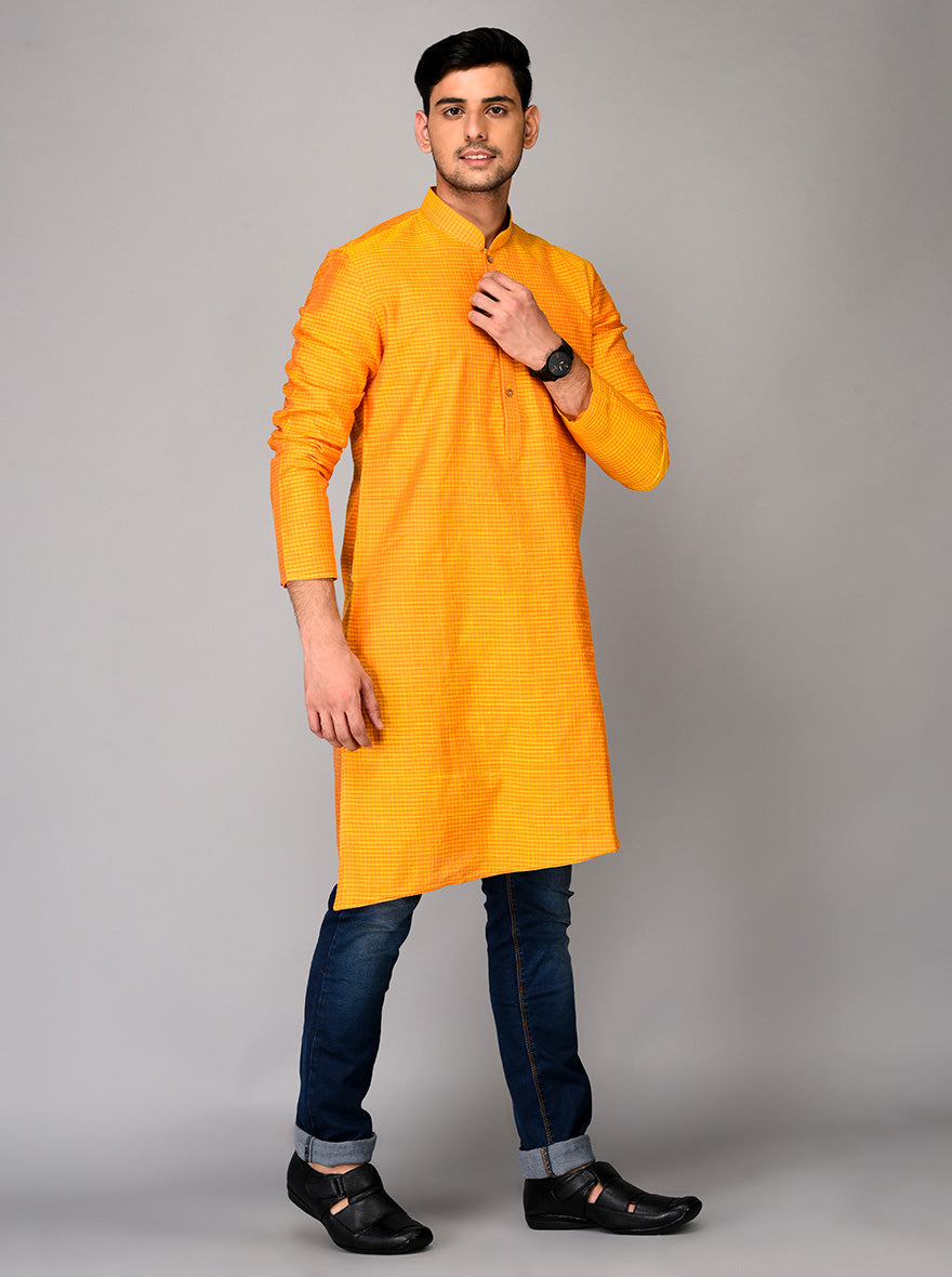 Yellow Chequered Kurta | Azania