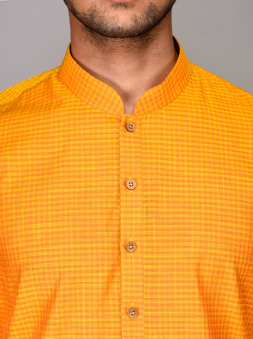 Yellow Chequered Kurta | Azania