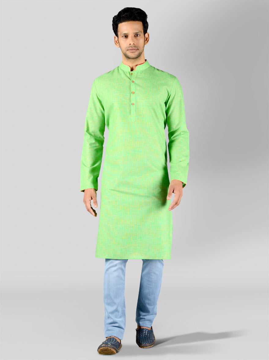 Grass Green & Yellow Kurta | Azania