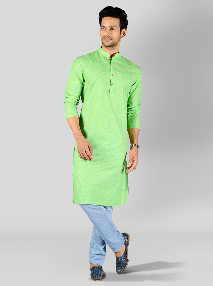 Grass Green & Yellow Kurta | Azania