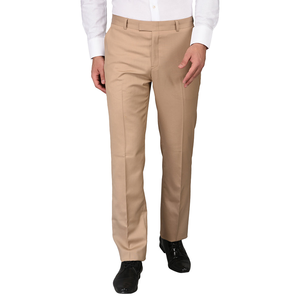 JadeBlue Beige Slim Fit Formal Trouser