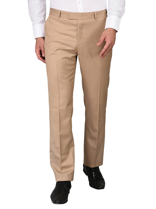 JadeBlue Beige Slim Fit Formal Trouser