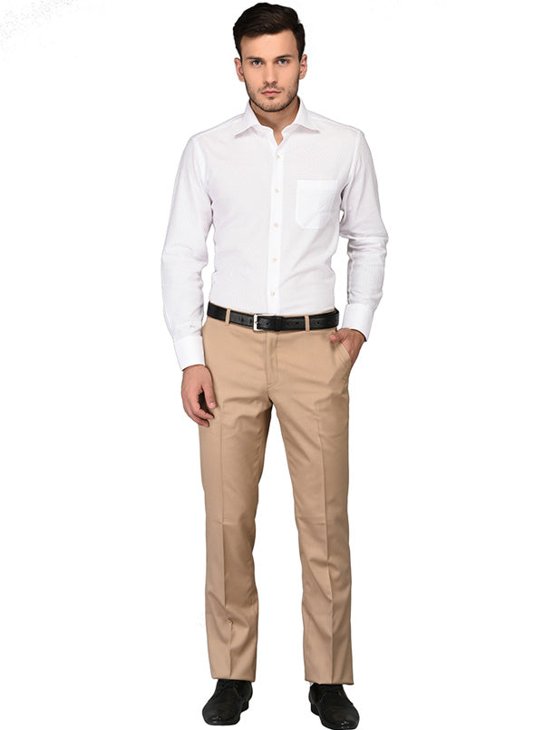 JadeBlue Beige Slim Fit Formal Trouser