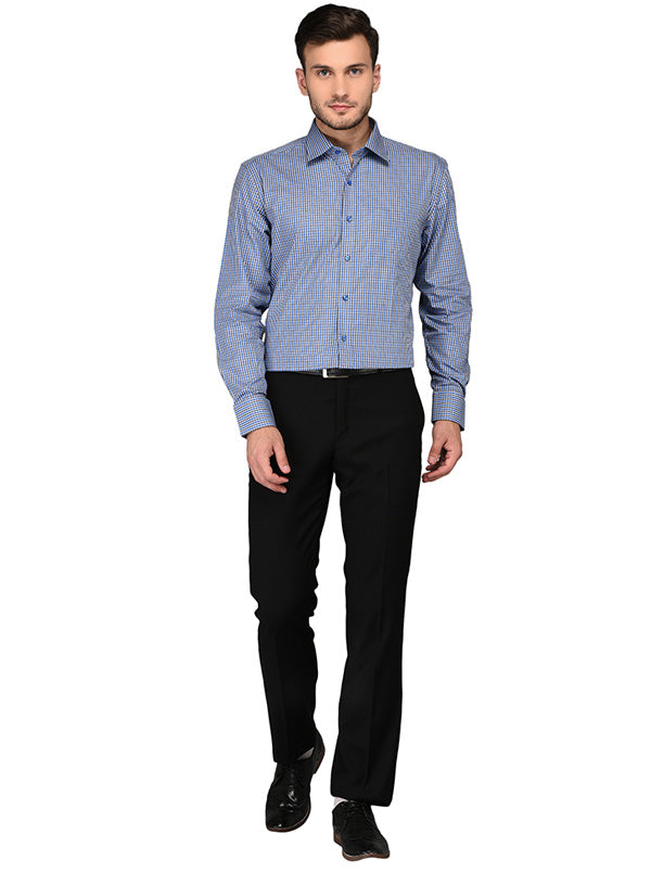 JadeBlue Blue & Green Checked Regular Fit Formal Shirt