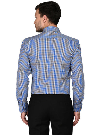 JadeBlue Blue & Green Checked Regular Fit Formal Shirt