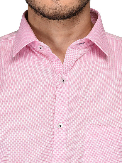 Greenfibre Pink Self Textured Regular Fit Formal Shirt