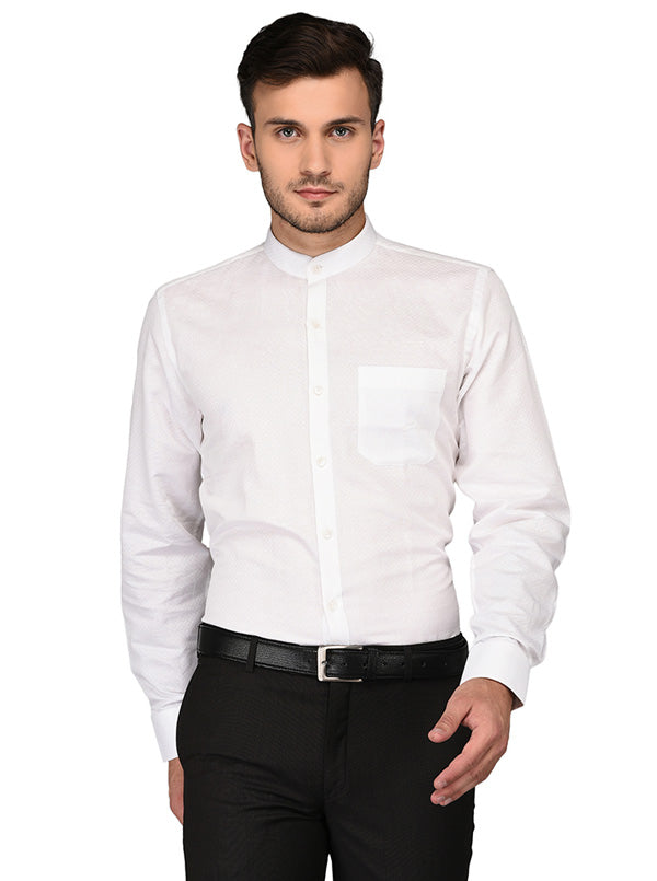 JadeBlue White Self Textured Regular Fit Formal Shirt