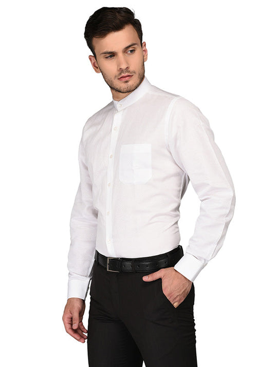 JadeBlue White Self Textured Regular Fit Formal Shirt