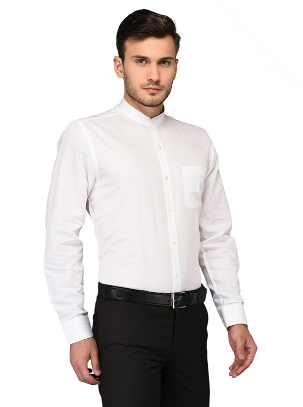 JadeBlue White Self Textured Regular Fit Formal Shirt