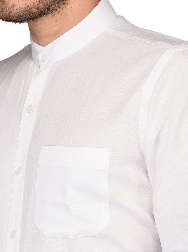 JadeBlue White Self Textured Regular Fit Formal Shirt