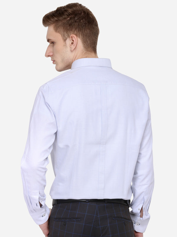 Sky Blue Self Textured Slim Fit Formal Shirt | JadeBlue