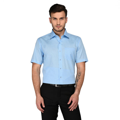 JadeBlue Blue Printed Regular Fit Formal Shirt