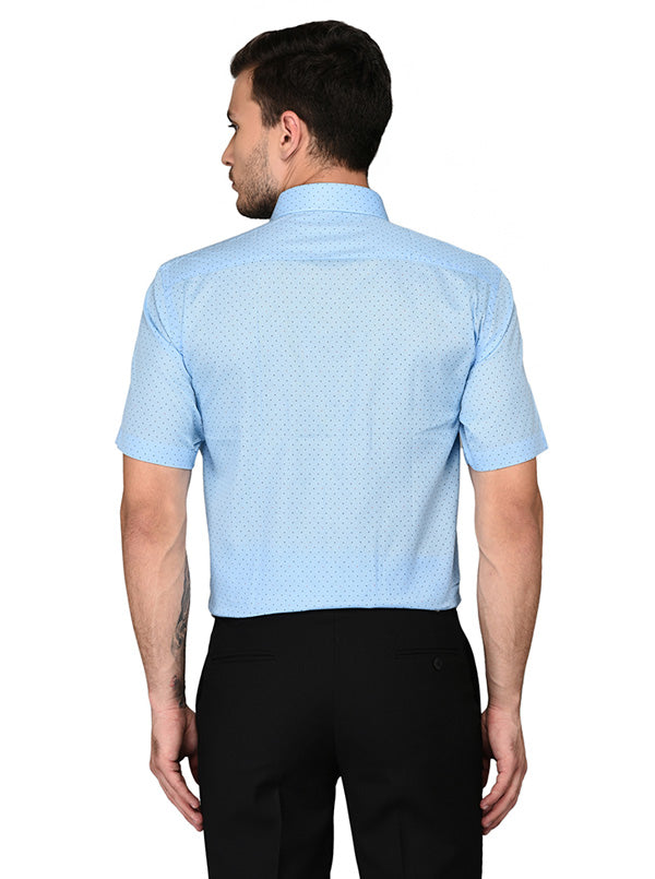 JadeBlue Blue Printed Regular Fit Formal Shirt