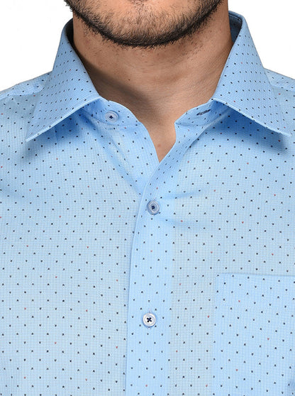 JadeBlue Blue Printed Regular Fit Formal Shirt